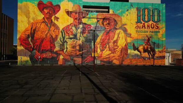 Aerial view of Tucson Rodeo mural United States. Aerial view of Tucson Rodeo mural United States.