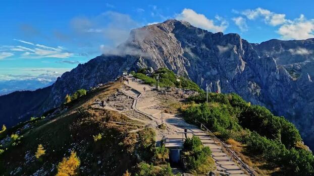 Aerial view of Kehlsteinhaus in the Alps Germany.