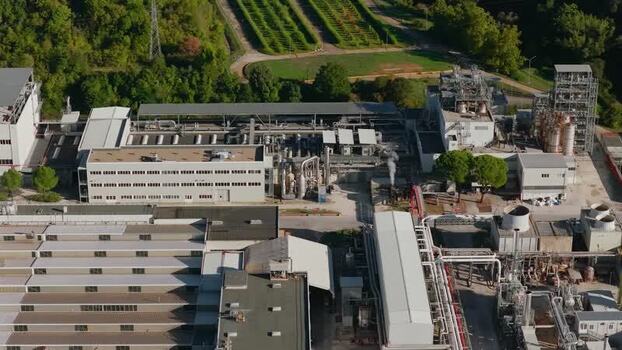 Aerial view of industrial facility in Nera Montoro Italy. Aerial view of industrial facility in Nera Montoro Italy.