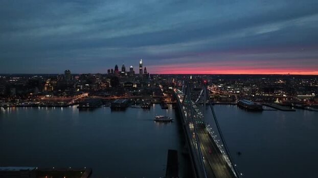 Aerial view of Ben Franklin Bridge United States. Aerial view of Ben Franklin Bridge United States.