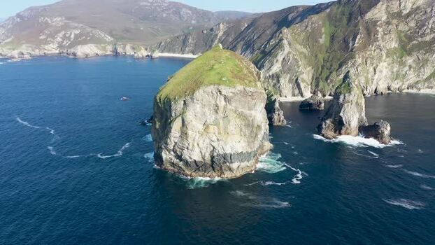 Aerial view of Tormore Island in County Donegal Ireland.
