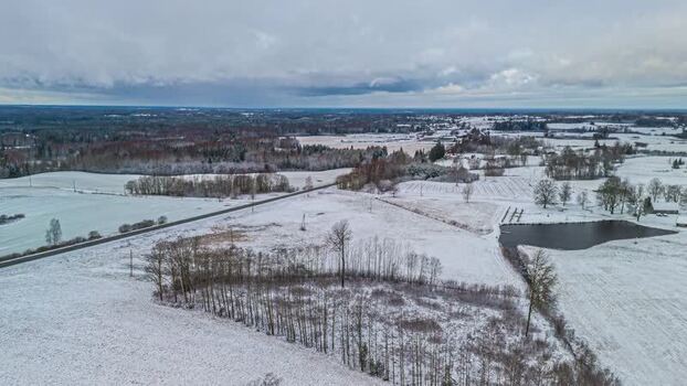 Aerial view of snowy rural landscape in Latvia. Aerial view of snowy rural landscape in Latvia.