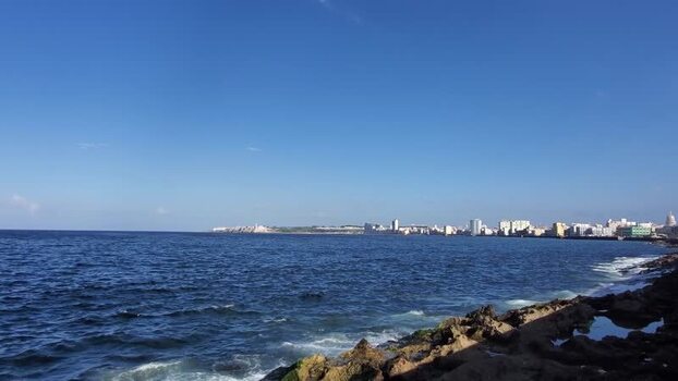 View of Havana coastline from the Malecon Cuba.
