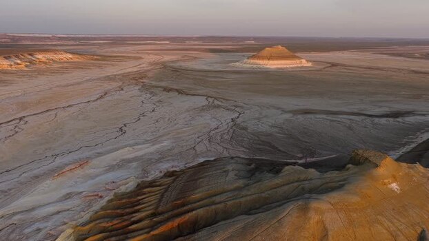 Aerial view of Gora Bokty in the desert of Kazakhstan.