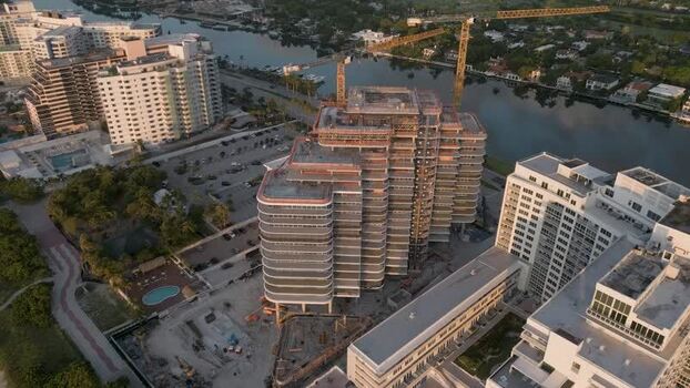 Aerial view of construction site in Miami Beach United States.