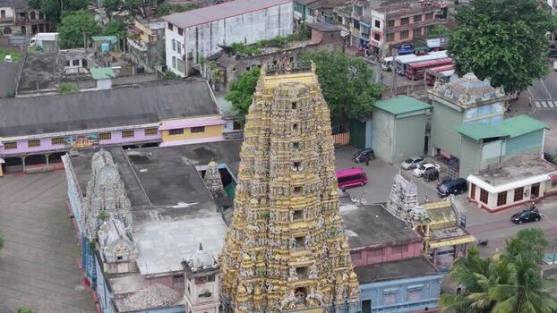Aerial view of Sri Muthumariamman Temple in Kandy Sri Lanka.