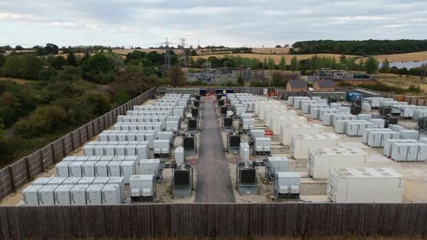 Aerial view of Battery Energy Storage System in United Kingdom.