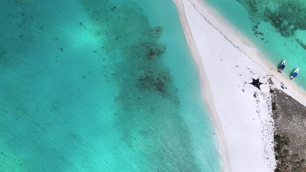 Aerial view of Los Roques archipelago beach Venezuela.