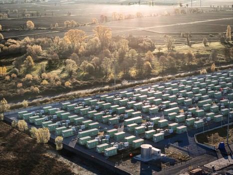 Trino Italy 30 March 2026 Aerial view of a sprawling solar farm its panels reflecting the soft morning light amidst the autumnal hues of surrounding trees. Trino Italy 30 March 2026 Aerial view of a sprawling solar farm its panels reflecting the soft morning light amidst the autumnal hues of surrounding trees.