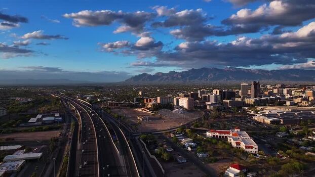 Aerial view of Tucson skyline and highway United States. Aerial view of Tucson skyline and highway United States.
