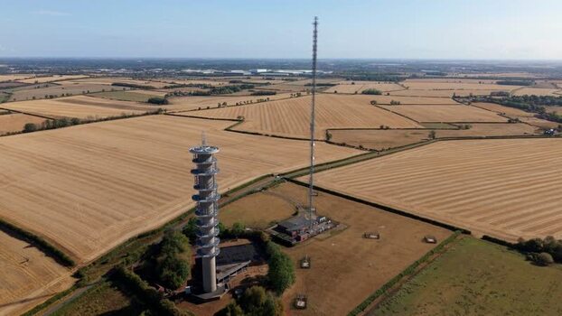 Aerial view of Morborne Hill Transmitter in Morborne United Kingdom.