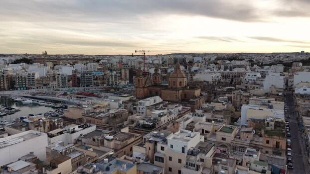 Aerial view of Saint Joseph Parish Church and Msida marina Malta. Aerial view of Saint Joseph Parish Church and Msida marina Malta.