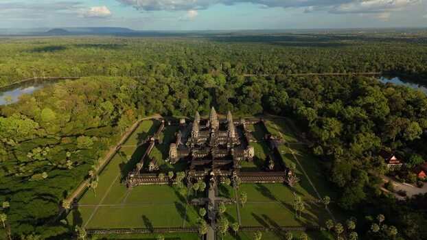 Aerial view of Angkor Wat temple complex in Cambodia. Aerial view of Angkor Wat temple complex in Cambodia.