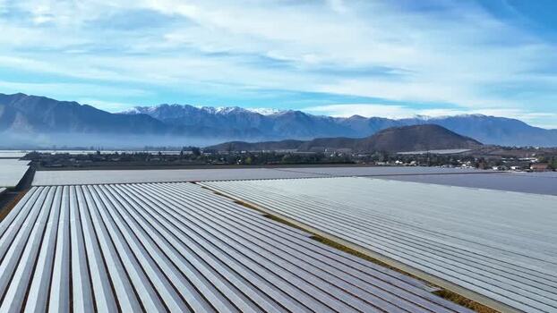Aerial view of agricultural fields in Santiago Chile.