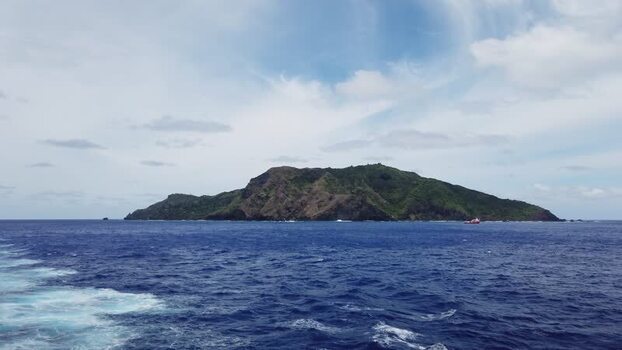 View of Pitcairn Island from the ocean Pitcairn Islands.