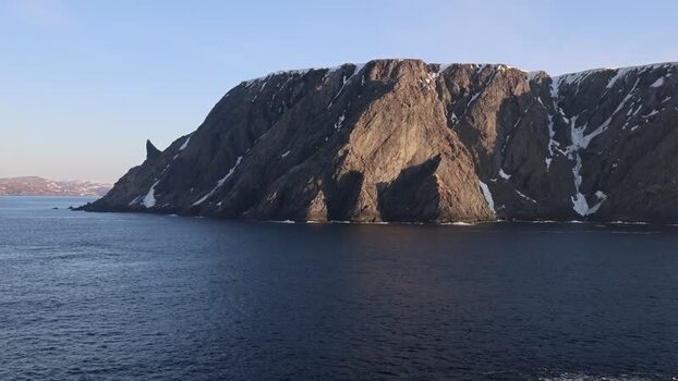 Aerial view of the North Cape cliffs and Barents Sea Norway.