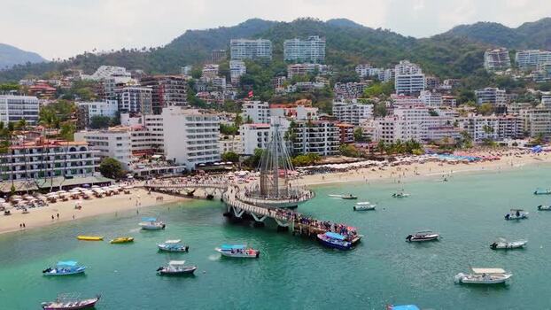 Aerial view of Los Muertos Pier Mexico.