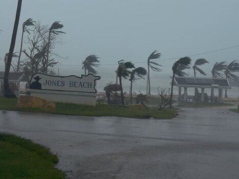 View of Jones Beach sign during a storm in Northern Mariana Islands. View of Jones Beach sign during a storm in Northern Mariana Islands.