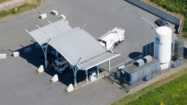 Aerial View of Rolande Hydrogen and LNG Gas Station