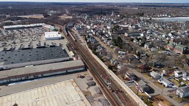 Aerial view of MBTA Commuter Rail United States.