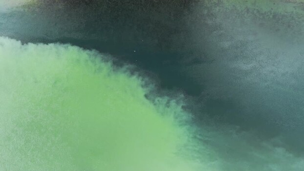 Aerial view of the meeting of two colored river waters Iceland. Aerial view of the meeting of two colored river waters Iceland.