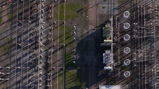 Aerial view of an electrical substation Portugal.