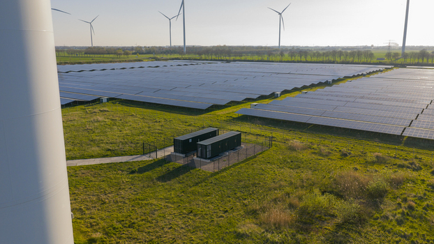 Aerial View of Battery Storage at Solar Park