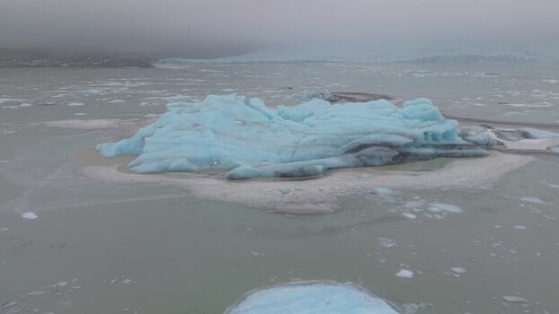 Aerial view of icebergs in Fjallsarlon glacier lagoon Iceland. Aerial view of icebergs in Fjallsarlon glacier lagoon Iceland.