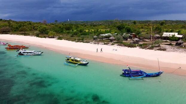 Aerial view of Pink Beach Indonesia. Aerial view of Pink Beach Indonesia.