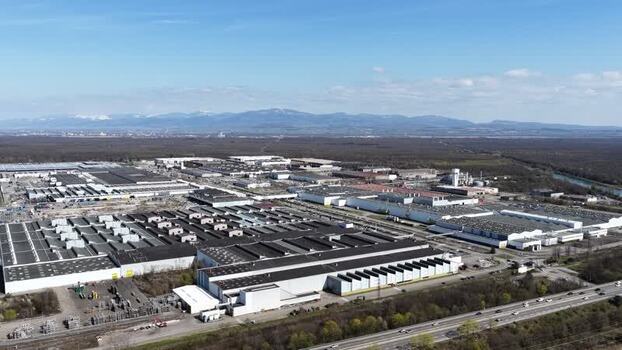 Aerial view of industrial area Sausheim France.