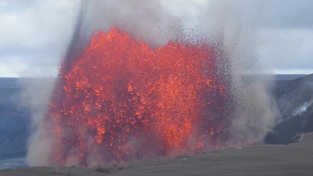 View of volcanic eruption at Halema uma u Crater United States.