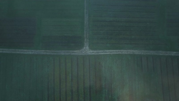 Aerial view of agricultural fields France.