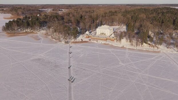 Aerial view of Uzutrakis Manor Lithuania. Aerial view of Uzutrakis Manor Lithuania.