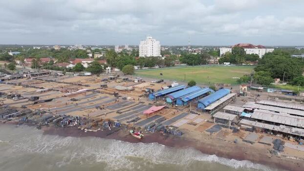 Aerial view of the fish market in Colombo Sri Lanka.