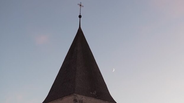 Aerial view of the sunken church tower in Graun im Vinschgau Italy. Aerial view of the sunken church tower in Graun im Vinschgau Italy.