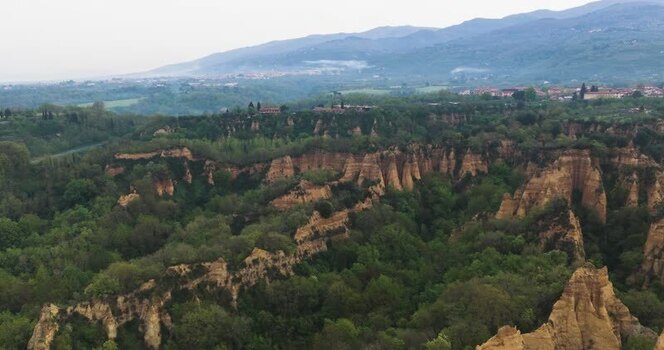 Aerial view of Balze del Valdarno rock formations Italy. Aerial view of Balze del Valdarno rock formations Italy.