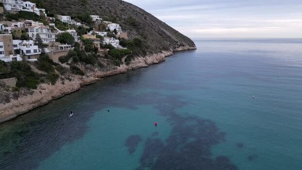 Aerial view of Moraira coastline in Spain.