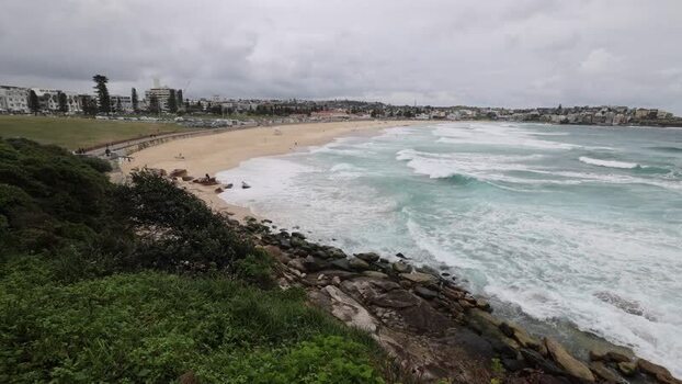 View of Bondi Beach in Sydney Australia.