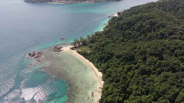Aerial view of Perhentian Islands coastline in Malaysia. Aerial view of Perhentian Islands coastline in Malaysia.