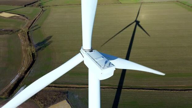 Aerial view of Burton Latimer Wind farm United Kingdom.