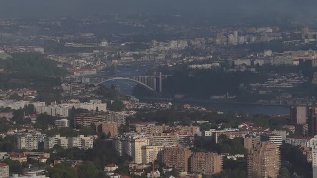 Aerial view of Arr&aacute;bida Bridge Portugal.