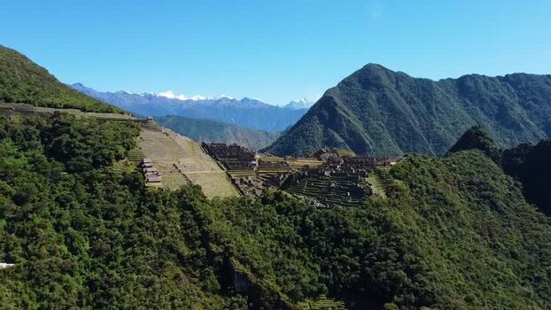 Aerial view of Historic Sanctuary of Machu Picchu Peru. Aerial view of Historic Sanctuary of Machu Picchu Peru.
