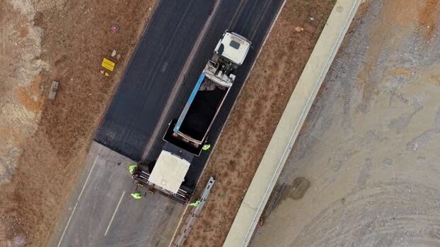 Aerial view of Black Cat Roundabout construction United Kingdom.