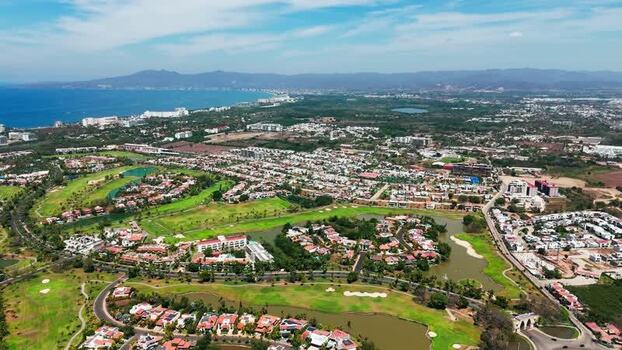 Aerial view of golf course and Nuevo Nayarit Mexico.