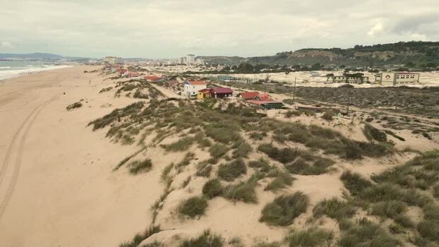 Aerial view of Praia da Mata beach in Portugal. Aerial view of Praia da Mata beach in Portugal.