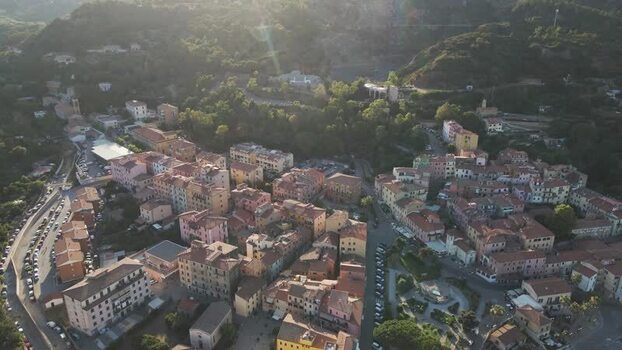 Aerial View of Rio Marina on Elba Island Tuscany Italy.