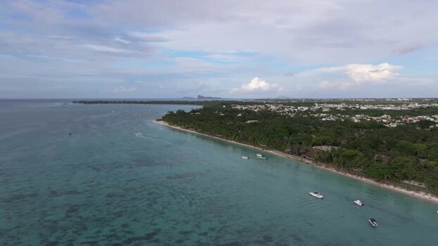 Aerial view of Trou aux Biches Beach in Mauritius.