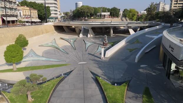 Aerial view of Eleftheria Square in Nicosia Cyprus.