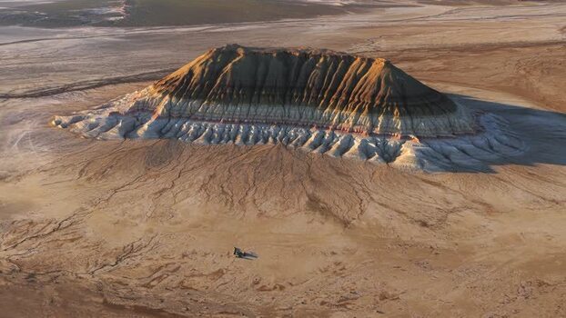 Aerial view of Mount Bokty in the Mangystau Region Kazakhstan.