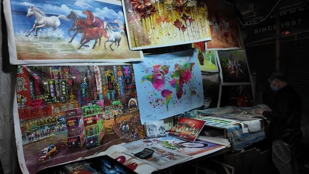 View of art stall in Hong Kong Hong Kong.